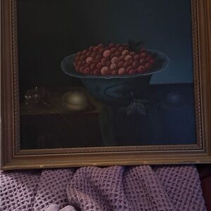 Blue Bowl with Red Berries - Classic Still Life Wall Art